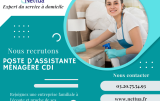 Recrutement femme de ménage à Marcq-en-Baroeul, Lille et ses environs- Nettua recrute